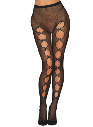 Collant fantaisie résille noir avec liseré à l'arrière - DG0528BLK